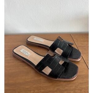 STEVE MADDEN HANNA BLACK CROC SANDALS SIZE US 8.5